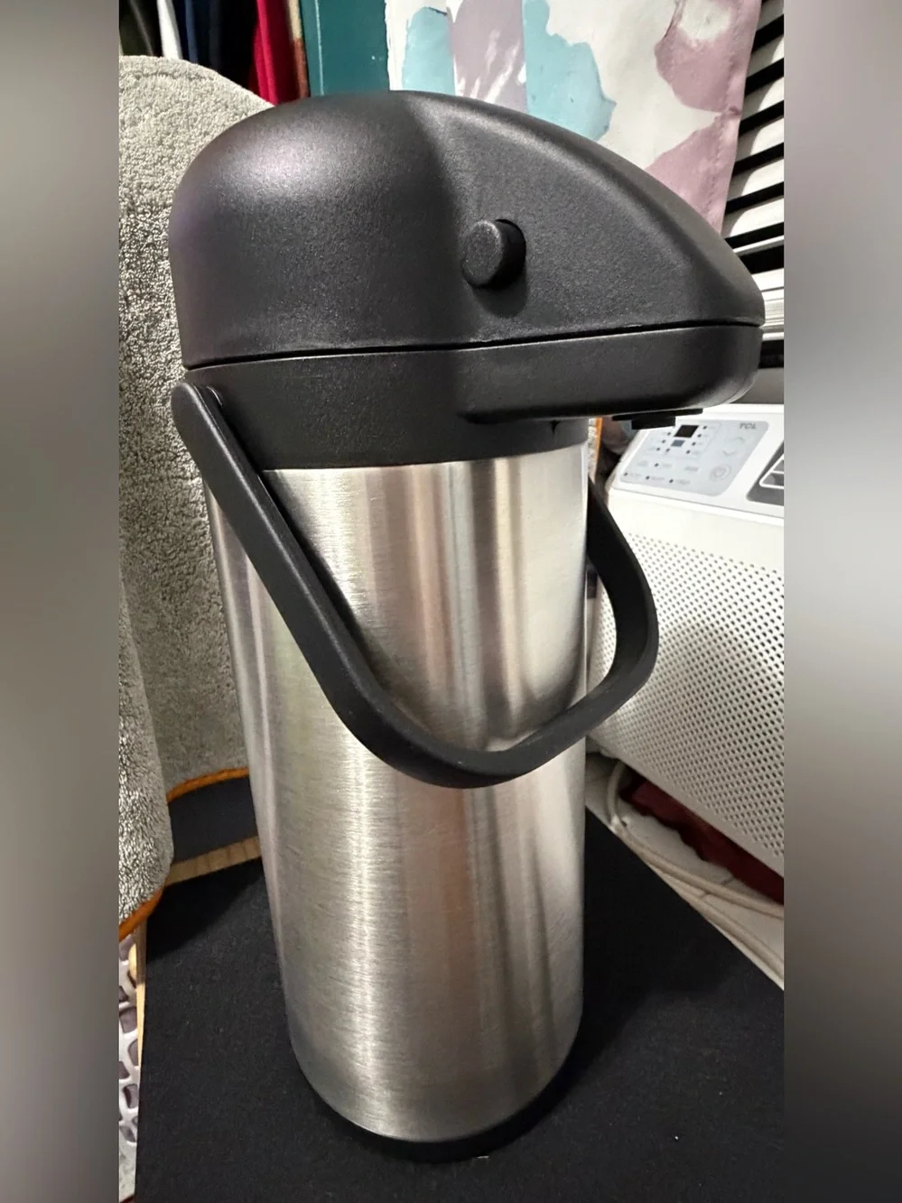Stainless Steel Air Pot Coffee Carafe - Black and Silver